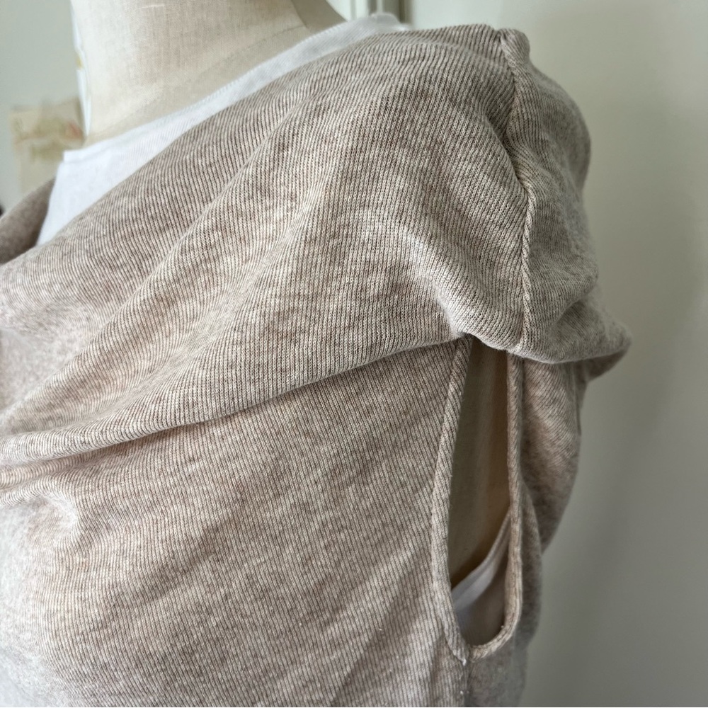 Zara Asymmetrical Double Layer TShirt Beige Sz.L - Picture 4 of 9